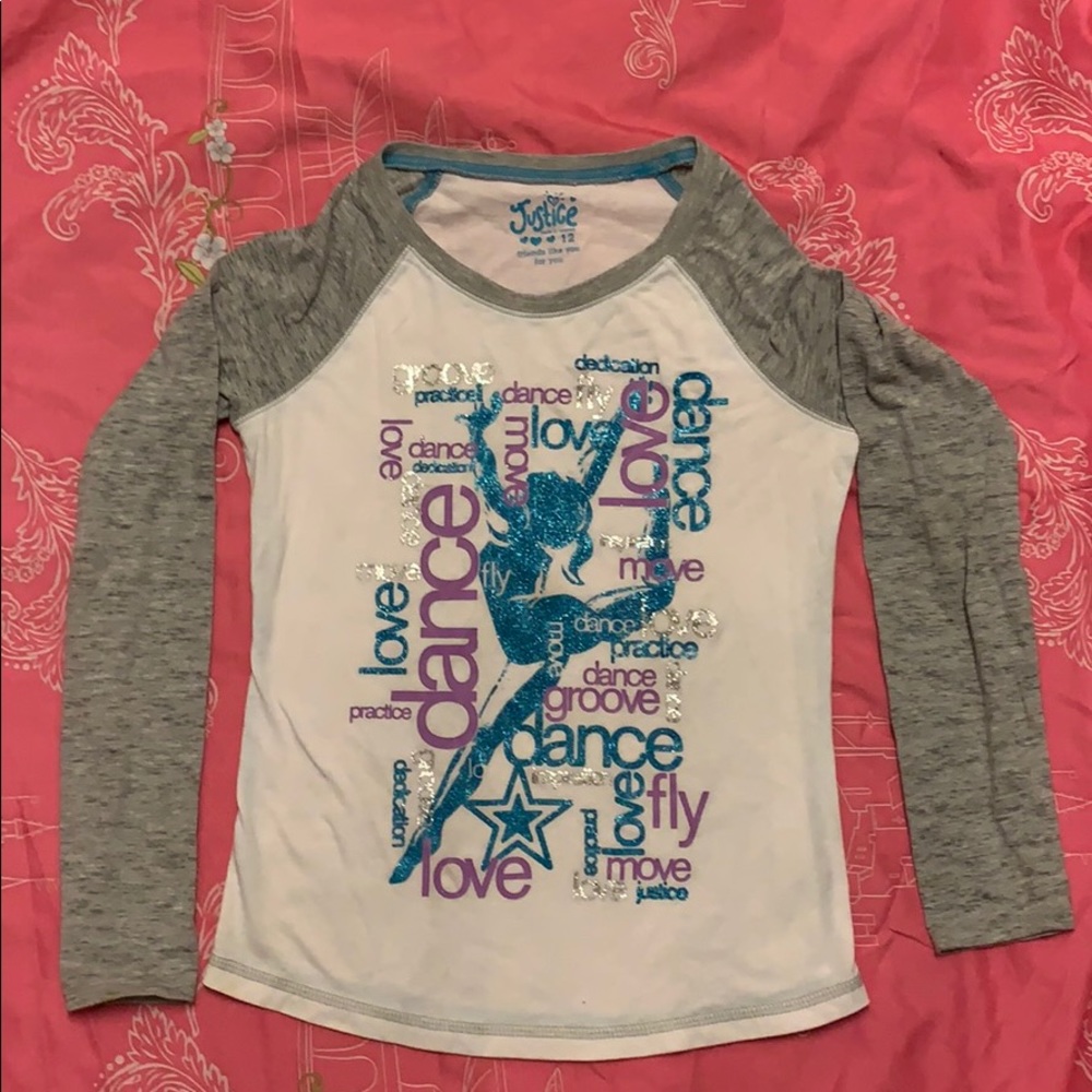 Justice “dancer” long sleeve raglan t.
